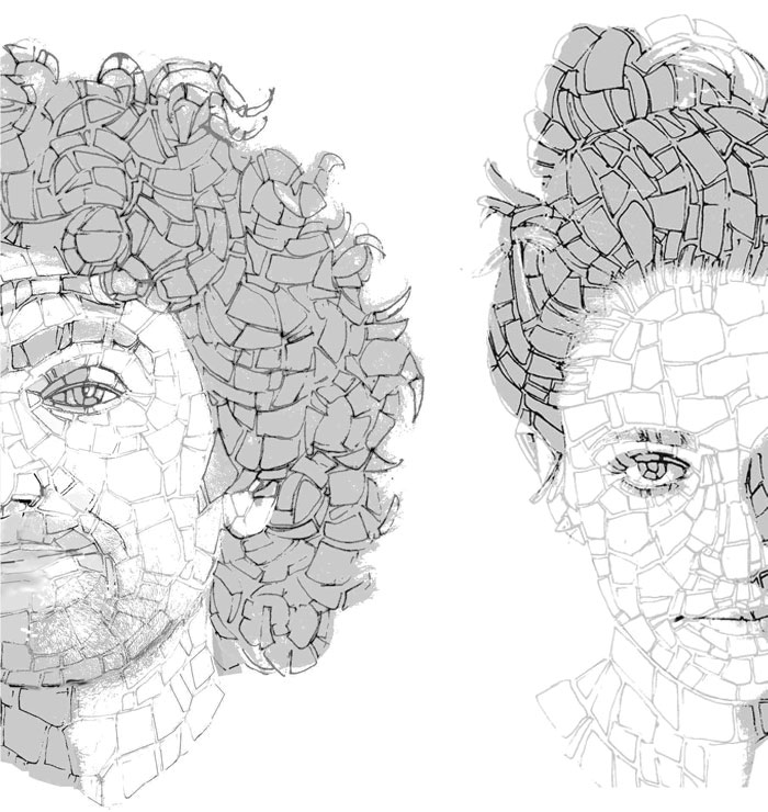 i mosaicisti Carraro e Chabarik, diplomati alla scuola Mosaicisti del Friuli di Spilimbergo