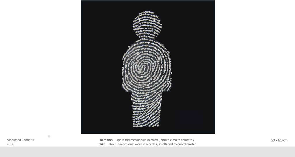impronta digitale in mosaico contemporaneo bianco e nero