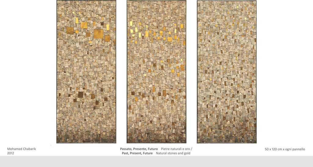 opere contemporanee originali in oro e pietre naturali