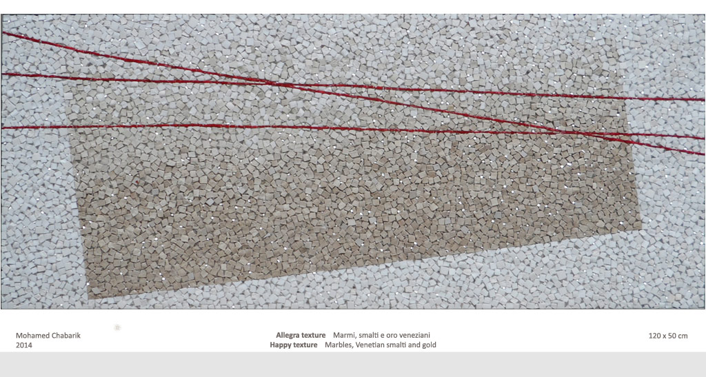 mosaico contemporaneo con linee rosse 