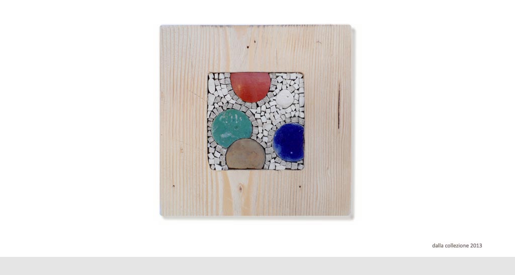 collection of small mosaic with recycled wood bases