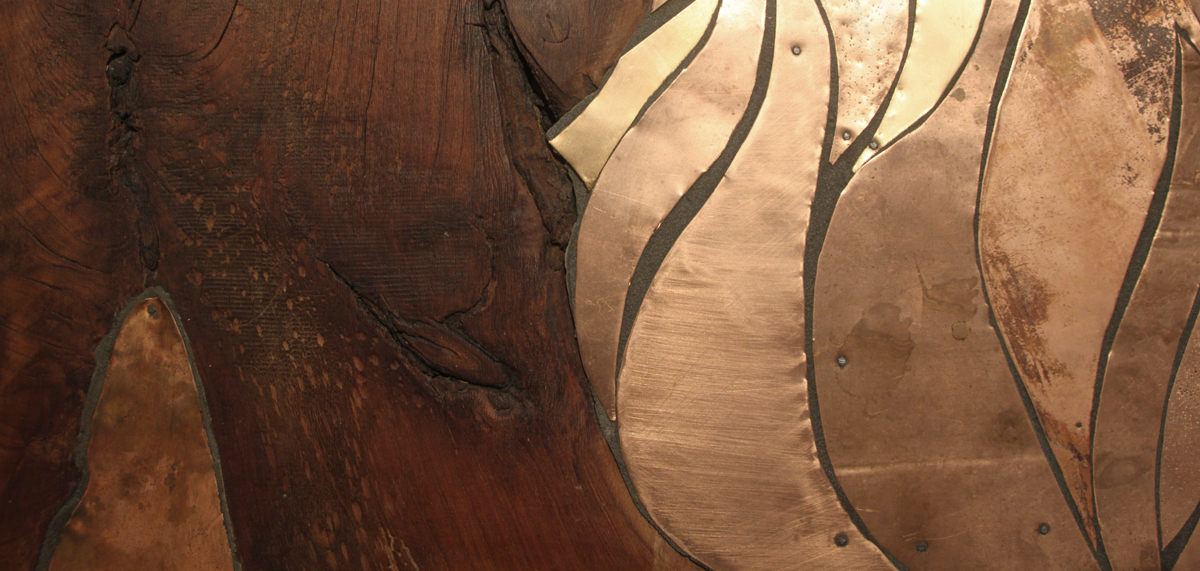 tavolo in legno massiccio e rame per arredo di lusso collaborazione alessandro pasquali e carraro chabarik