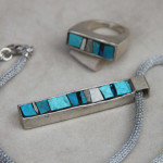 Mosaic jewelry: CC jewels collection, "Vibrazioni" pendant #19 and ring #7