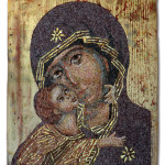 "Mother of God", interpretation of a byzantine icon, 2011. Realized for Scuola Mosaicisti del Friuli. 32 x 40 cm