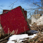 Mohamed Chabarik and Laura Carraro, "L'attualità" (Actuality) and "La memoria" (Memory), 2014. Installations in the art park "Altrememorie", Val Saisera. Sections of a cube of 80 x 80 cm ca. Photo Giovanni Chiarot/Zeroidee