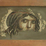 "Face", interpretated copy of a roman mosaic known as "the gipsy girl" (Zeugma, Turkey), 2014. 55 x 70 cm