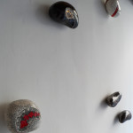 "Petra Musiva", 2014. Decorations/wall clothes handles, ceramic with mosaic inserts. In collaboration with Daniela Isola