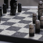 Chessboard, 2007. Raku ceramic pawns
